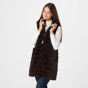 Dennis Basso Women's Faux Fur Zip-Front Vest